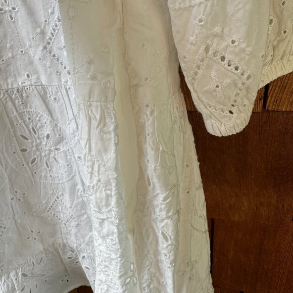 NWT GAP White Eyelet Cotton Three Quarter Sleeves A-Line Dress - Women's X-Large - Picture 9 of 11